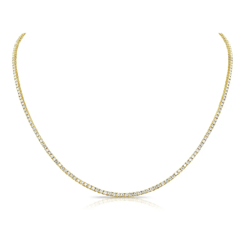 Geometric Necklaces-14K Yellow Gold Diamond Tennis Necklace