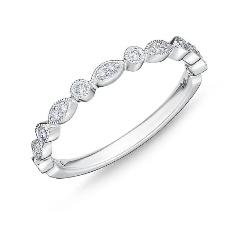 Heart-Shaped Rings-Memoire Marquise Illusion Round Diamond Vintage Stackable Band