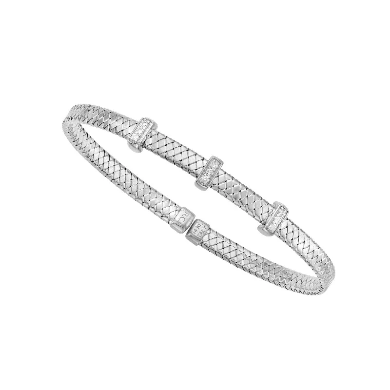 Bangles with Stones-14K White Gold .13CT Diamond Basketweave Bangle WBG8328