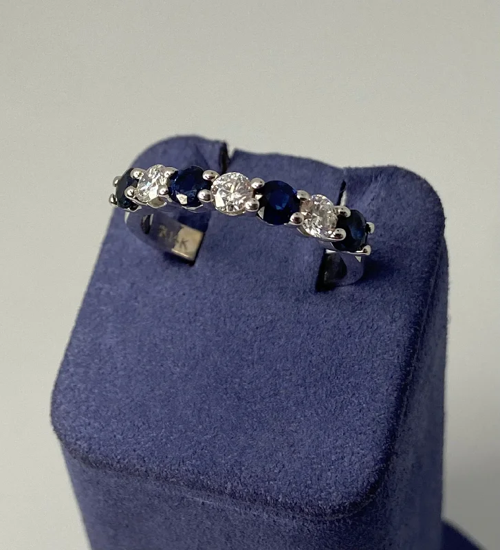 Oval Sapphire Rings-White Gold Natural Sapphire and Diamond Ring