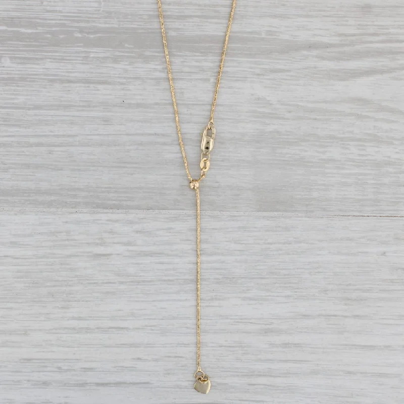 Rose Quartz Necklaces-Snake Chain Lariat Back Necklace 14k Yellow Gold Adjustable Length