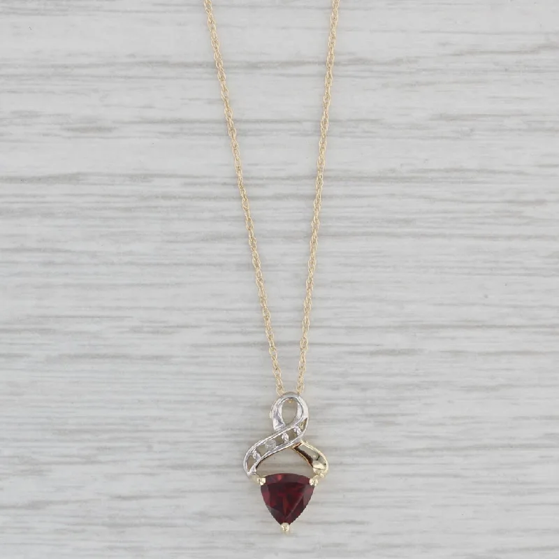 Silver Leaf Necklaces-0.60ct Garnet Pendant Necklace 10k Yellow Gold 17.5" Rope Chain