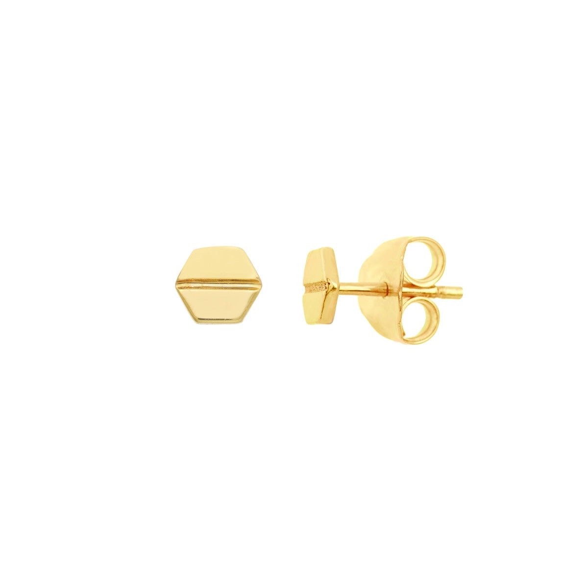 Turquoise Earrings-Gold Hexagon Screw Stud