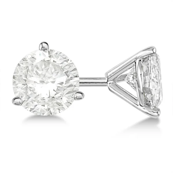 Crystal Earrings-1.50ct 2 Round Diamonds IJ/SI2-I1 3 Prong Stud Earrings in 14K White Gold