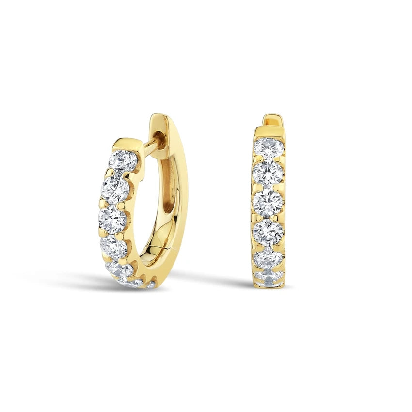 Pear Drop Earrings-Odessa Diamond Huggie Hoop Earrings in 18K Yellow Gold, 12mm