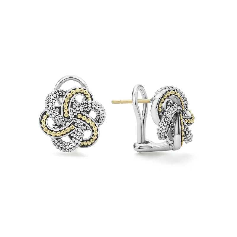 Crystal Earrings-Two Tone Love Knot Earrings