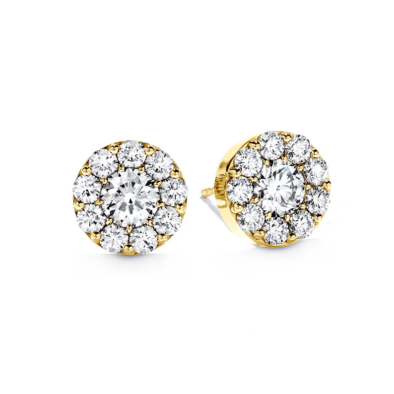 Round Earrings-Hearts On Fire Diamond Fulfillment Stud Earrings in 18K Yellow Gold