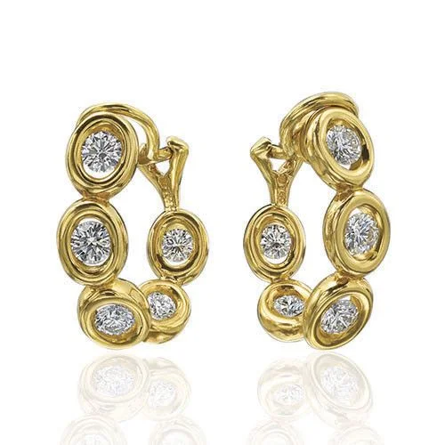 Retro Earrings-Oasis 1.58Ct Diamond Curved Earrings in 18K Yellow Gold