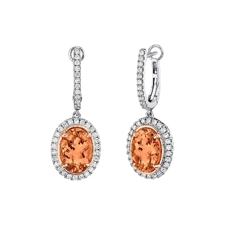 Flower Earrings-Spice Zircon 18K Gold Huggie Earrings with Diamonds