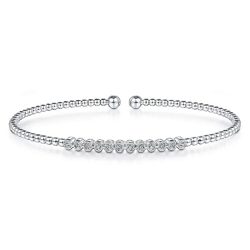 Silver Bangles-Gabriel & Co. 14K White Gold Bujukan Bead Diamond Bangle