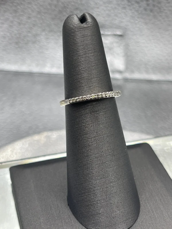 Dainty Rings-Ladies 14 Karat Solid White Gold Diamond Band