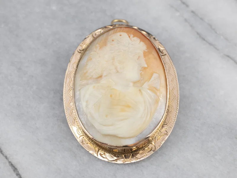 Modern Art Brooch-Large Vintage Cameo Brooch in Rose Gold