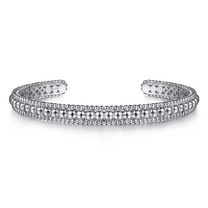 Open Bangles-Gabriel & Co. - BG4594-65SVJJJ - 925 Sterling Silver Bujukan Beaded Open Bangle