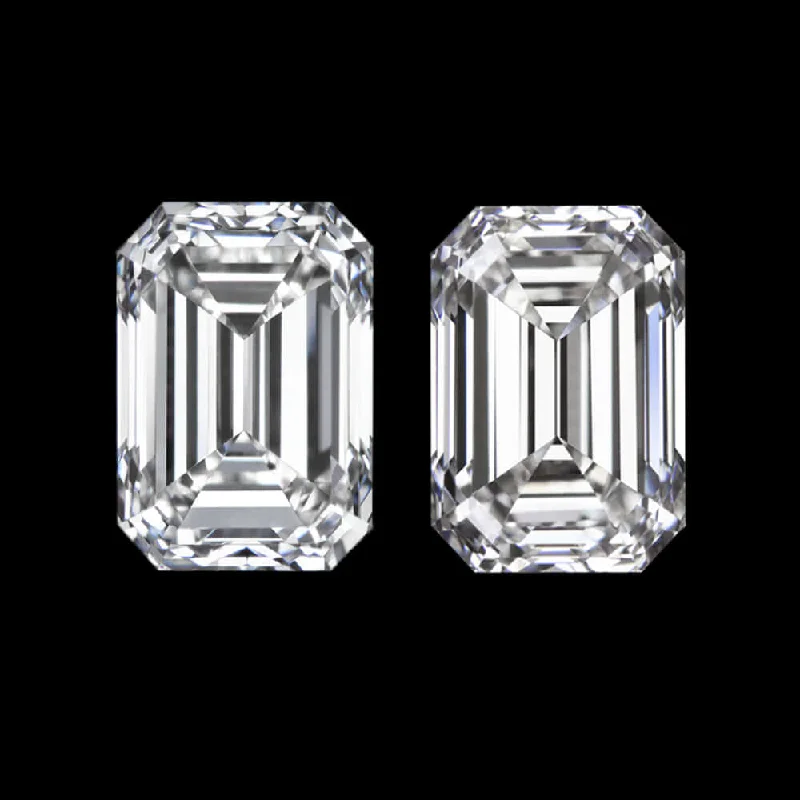 Hanging Earrings-F VS 0.80ct EMERALD CUT DIAMOND MATCHING PAIR STUD EARRINGS LOOSE 3 STONE ACCENT