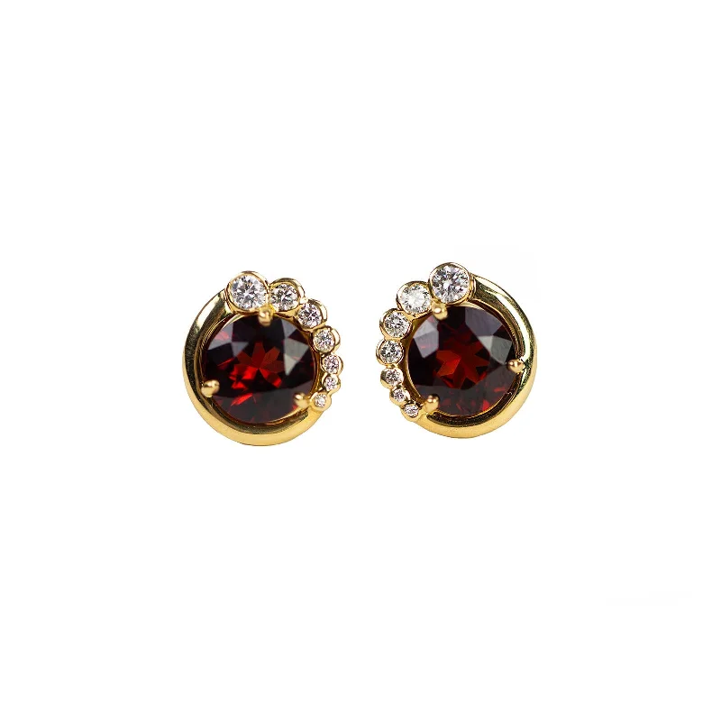 Unique Gemstone Earrings-Garnet & Diamond Juju Earrings