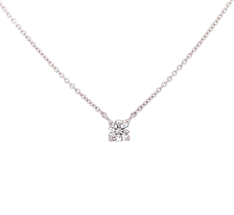 Diamond Pendant Necklaces-18K White Gold Diamond Solitaire Pendant