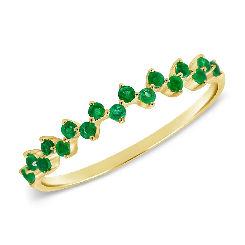 Elegant Rings-Unique Emerald Ring made in 14K Gold