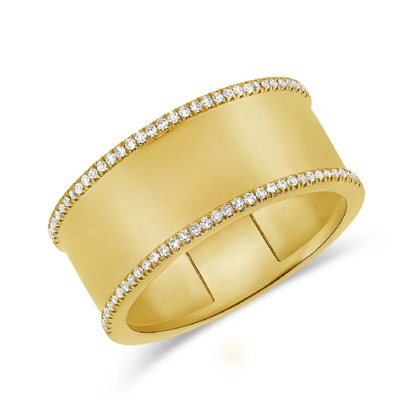 Gold Rings-Sleek Diamond-Accented Cigar Band Ring