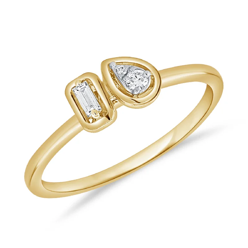 Elegant Wedding Rings-Elegant Dual Diamond Ring with 0.10 Carat Baguettes