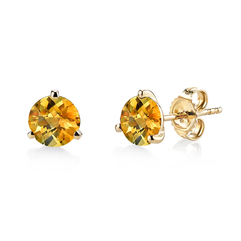 Statement Hoop Earrings-Citrine 14k Yellow Gold Stud Earrings