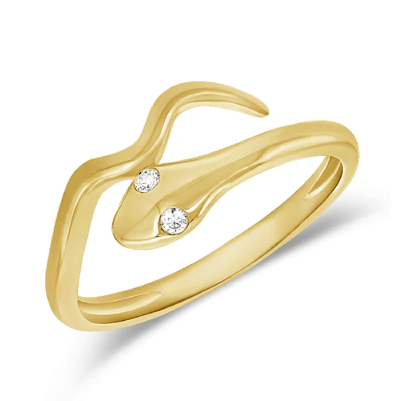 Three-Stone Rings-Diamond Snake Wrap Ring made in 14K Gold