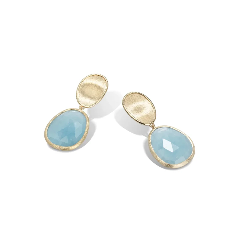 Adjustable Stud Earrings-Lunaria Aquamarine Drop Earrings in 18K Yellow Gold