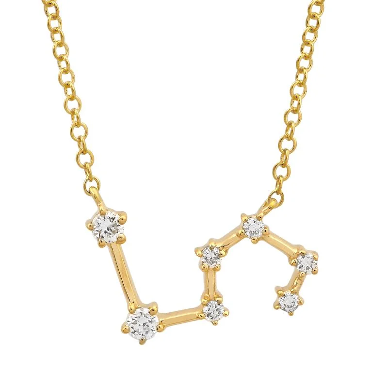 Gold Necklaces-14k Yellow Gold Diamond Leo Constellation Necklace