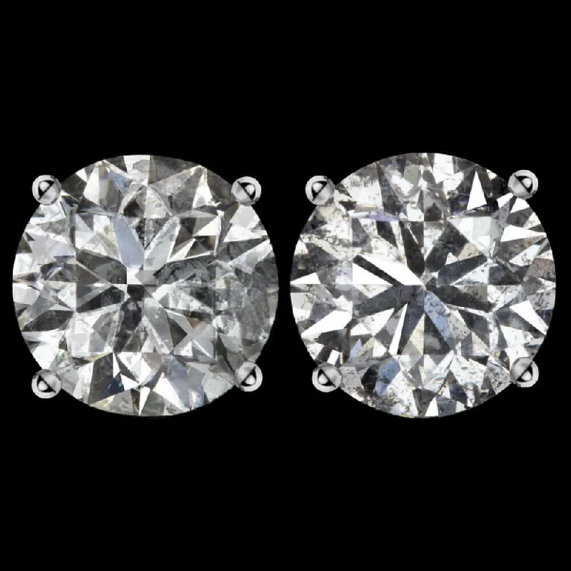 Adjustable Stud Earrings-5 CARAT VERY GOOD CUT NATURAL DIAMOND STUD EARRINGS ROUND BRILLIANT PAIR 5ct