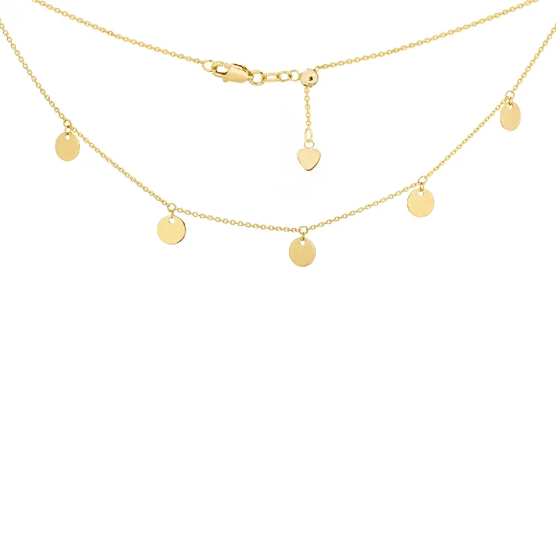 Geometric Pendant Necklaces-14K Yellow Gold Disc Choker Necklace