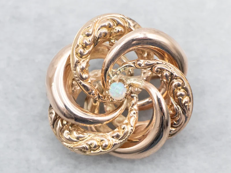 Bridal Brooch Pins for Wedding-Rose Gold Opal Love Knot Brooch