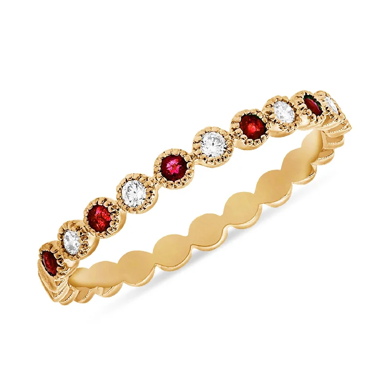 Cushion Cut Rings-Ruby & Diamond Ring made in 14K Gold