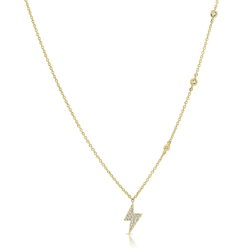 Fine Jewelry Necklaces-14K Yellow Gold Diamond Lightning Bold Diamond Necklace