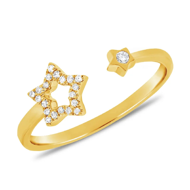 Titanium Rings-Diamond Star Wrap Ring made in 14K Gold