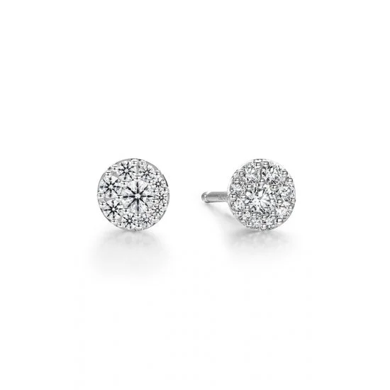 Classic Earrings-Tessa 0.45-0.55Ct Diamond Cluster Stud Earrings in 18k White Gold