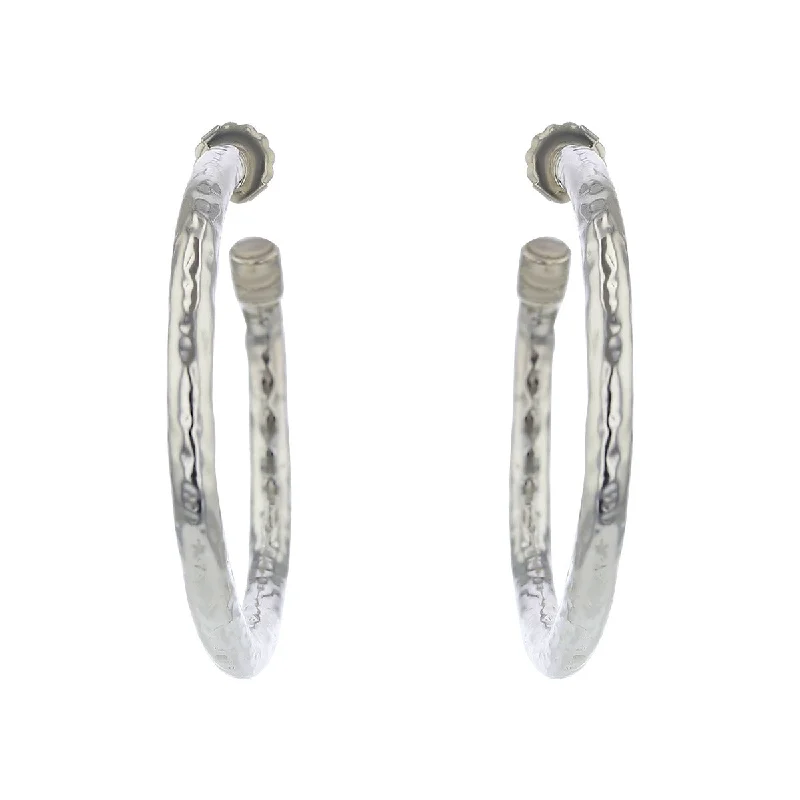 Textured Earrings-Ippolita Sterling Silver Hammered 45mm Hoop Earrings