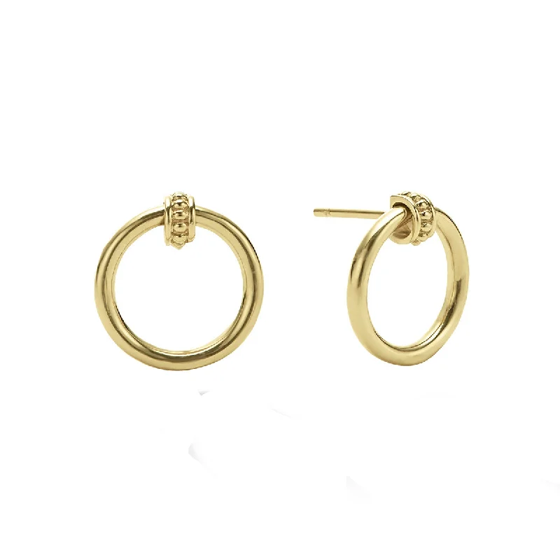 Ethereal Earrings-Meridian Drop Circle Earrings in 18K Yellow Gold