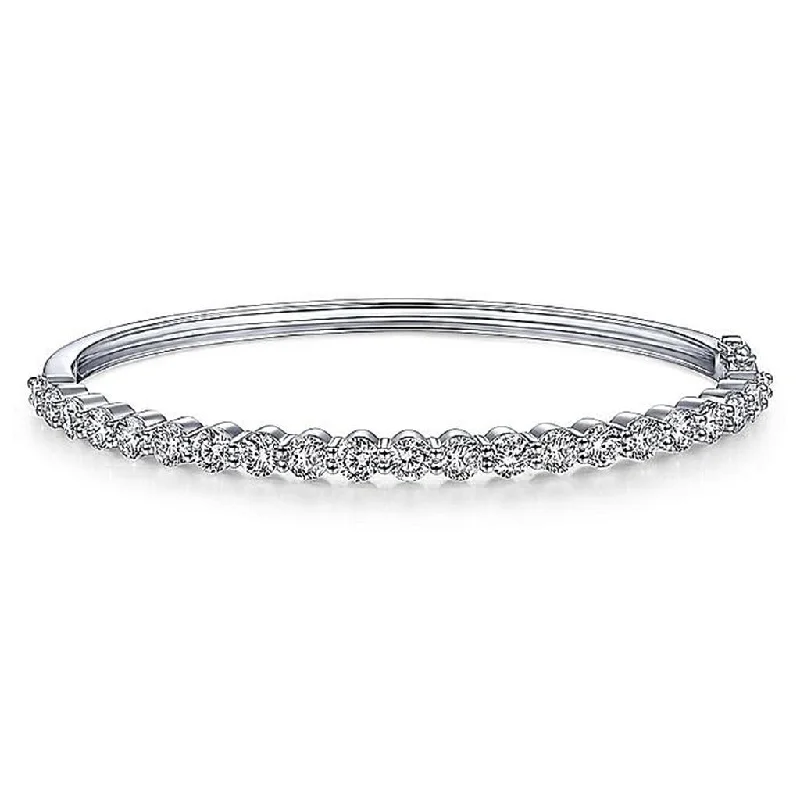 Wedding Bangles-Gabriel & Co. 14k White Gold Diamond Bangle Bracelet - 3.60cttw