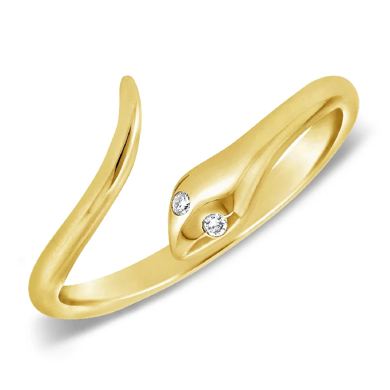 Couples Rings-Enchanting Diamond Snake Ring in 14K Gold