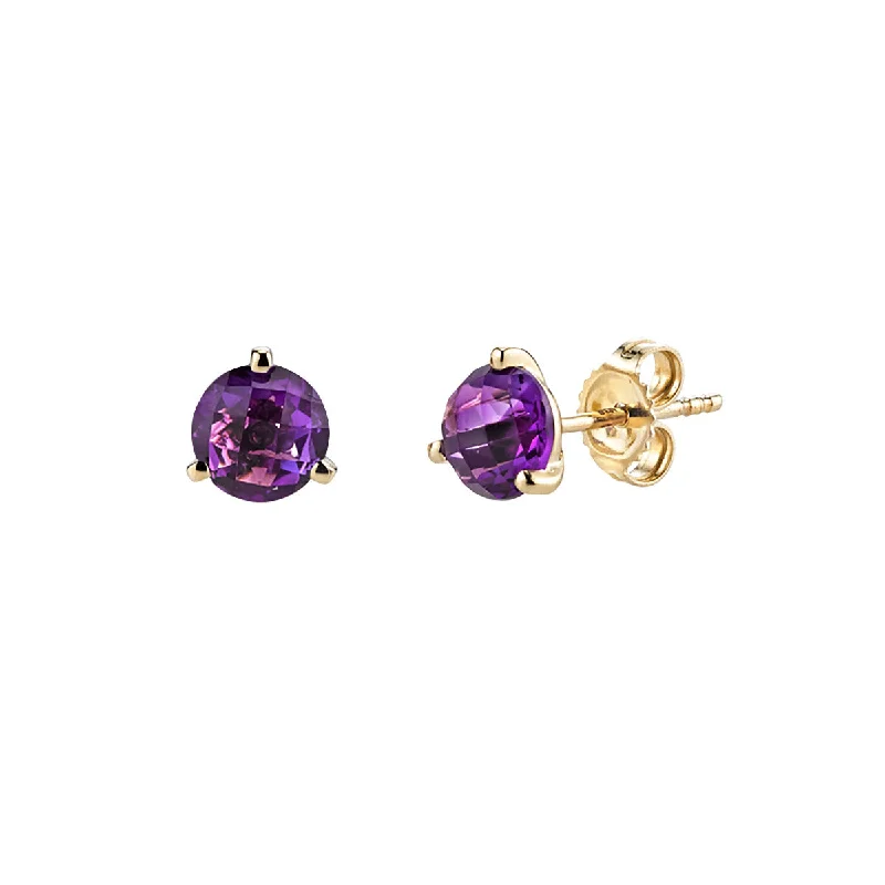 Copper Earrings-Amethyst 14K Yellow Gold Stud Earrings