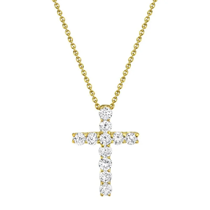 Minimalist Name Necklaces-14K Yellow Gold Diamond Cross Necklace