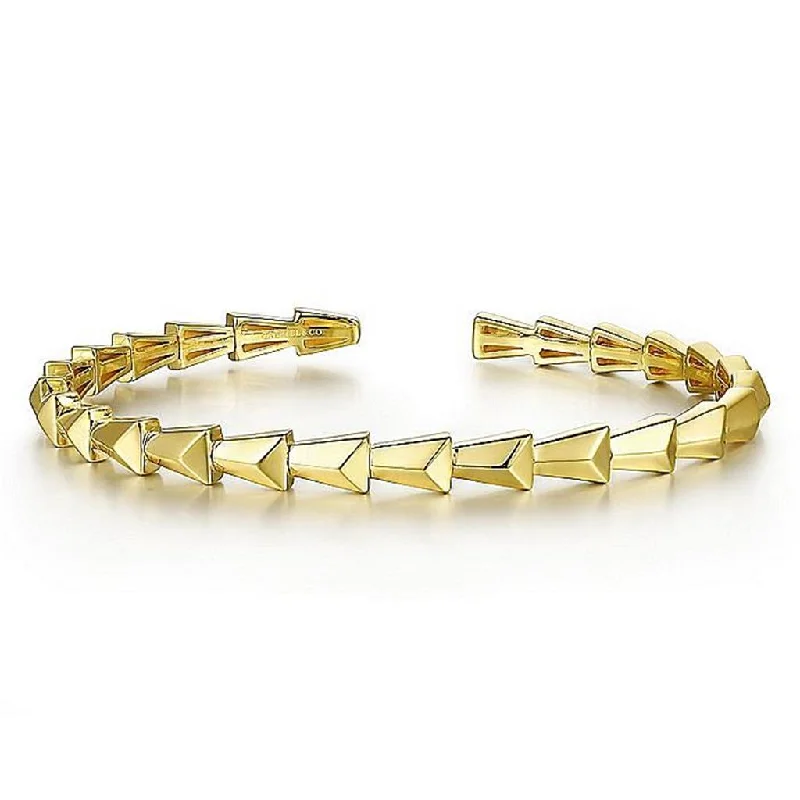 Simple Gold Bangle Sets-Gabriel & Co 14k Yellow Gold Geometric Open Bangle Bracelet