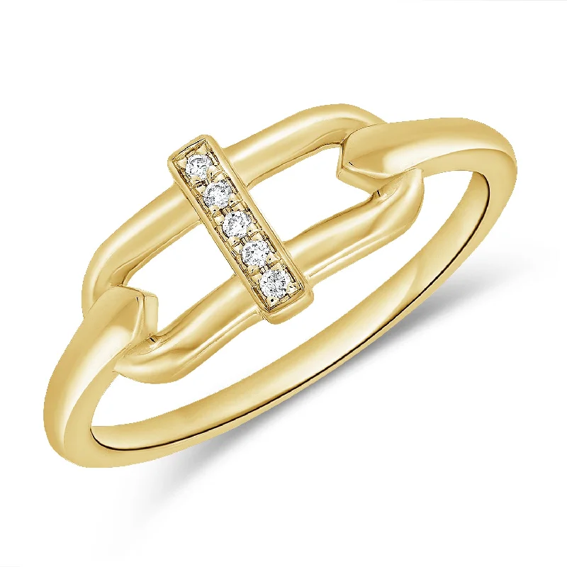 Birthstone Wedding Rings-14K Gold Designer Links Ring with Diamonds