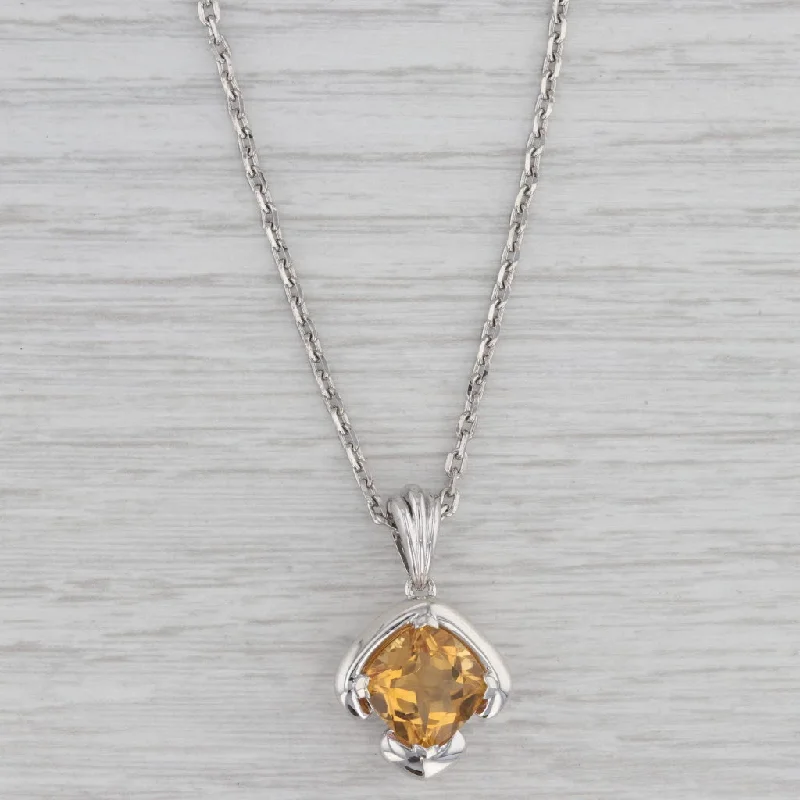 Personalized Name Necklaces-4.05ct Citrine Solitaire Pendant Necklace Sterling Silver 20" Cable Chain