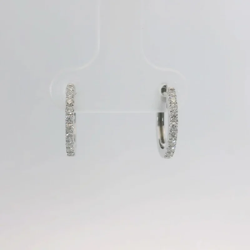 Festival Earrings-14K White Gold Diamond Hoop Earrings