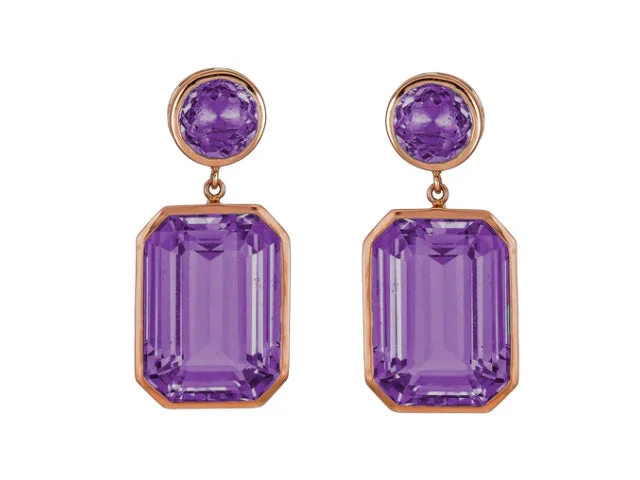 Beaded Earrings-18k Rose Gold Amethyst Pietra Drop Earrings