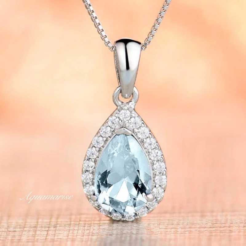 Fashionable Necklaces-Vera Aquamarine Necklace- Sterling Silver