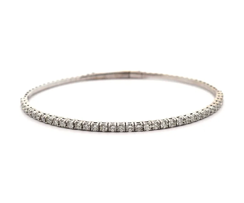 Silver and Gold Bangles-1.47ctw Diamond Flex Bangle Bracelet in 14K