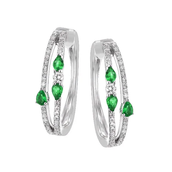 Topaz Earrings-Emerald and Diamond Earrings in 18K White Gold