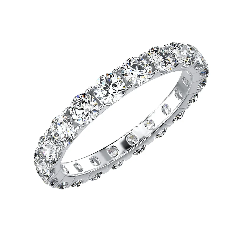 Emerald Cut Rings-Full Accented Eternity Moissanite Diamond Engagement Band in Yellow/White Gold