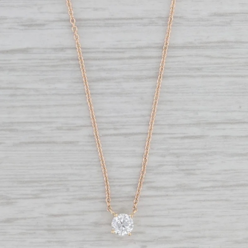 Customizable Necklaces-New 0.58ctw Lab Diamond Solitaire Pendant Necklace 14K Yellow Gold Cable Chain